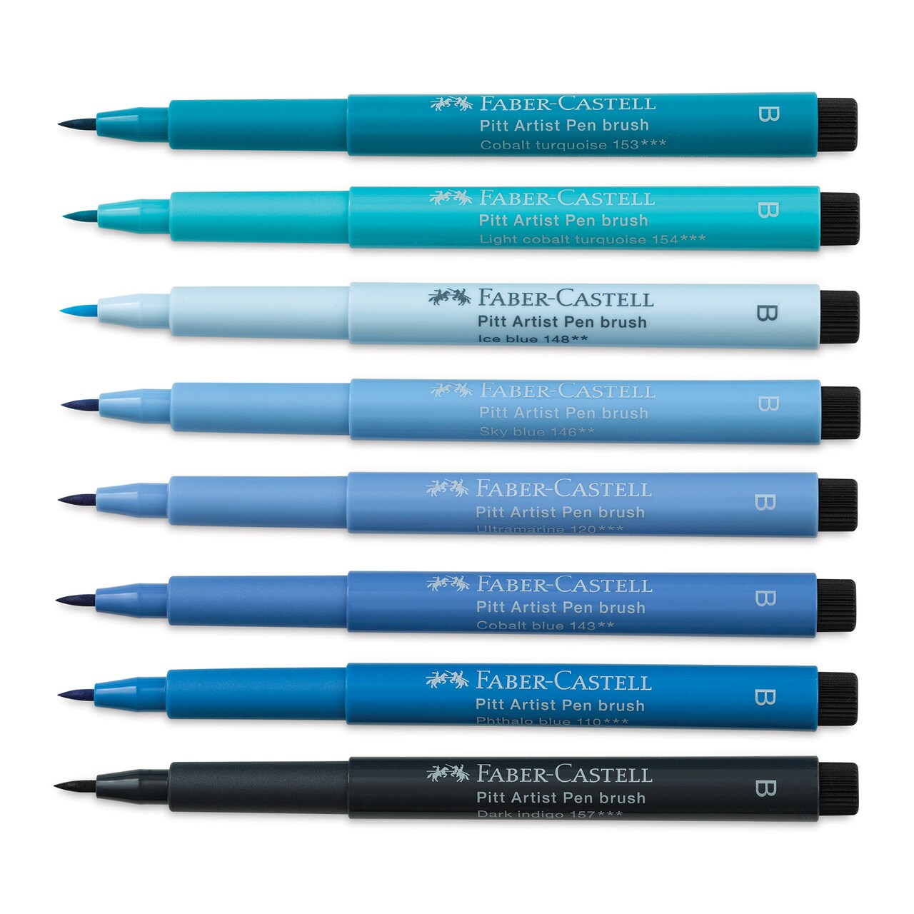 Faber-Castell Pitt Artist Pens - Set of 7, The Blues, Brush Nib